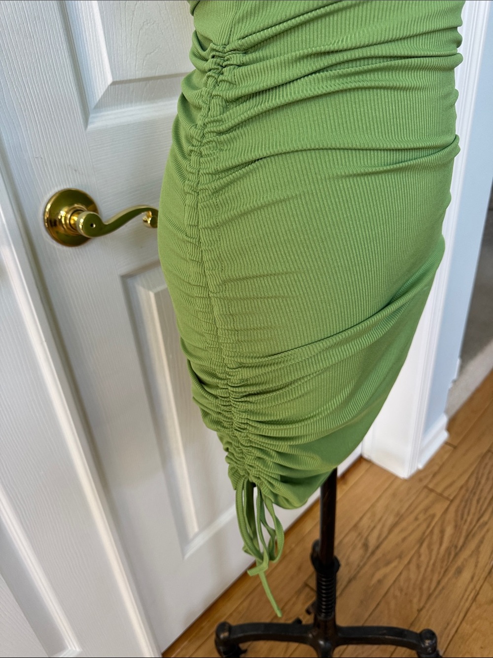 SHEIN Green Ribbed Ruched Tank Mini Dress - Picture 3 of 4